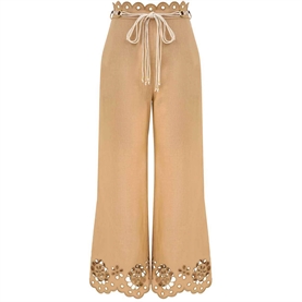 Zimmermann Awaken Embroidered Kick Flare Bukser, Straw 